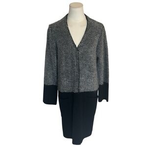 LOVE TOKEN Faux Fur Wool Coat Sweater Cardigan NWT Sz S M Gray Black Wool Mohair